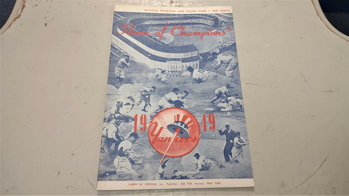 Vtg 1949 New York Yankees Vs Detroit Tigers Program & Score Card - Scored