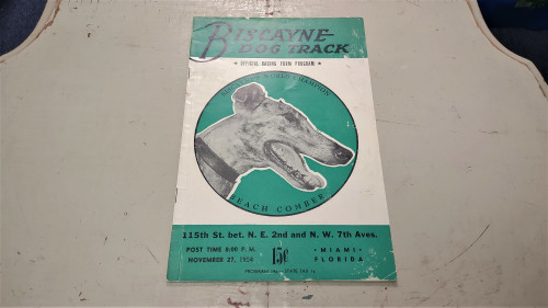 Vintage November 27 1954 Biscayne Dog Track Greyhound Racing Program Miami
