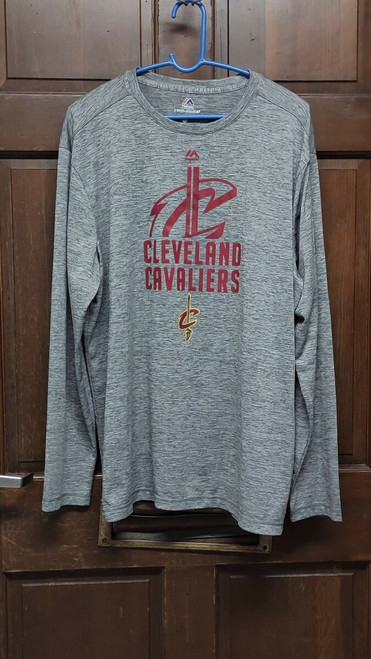 Majestic Cool Base CLEVELAND CAVALIERS CAVS Heather Gray Long Sleeve Shirt Sz XL