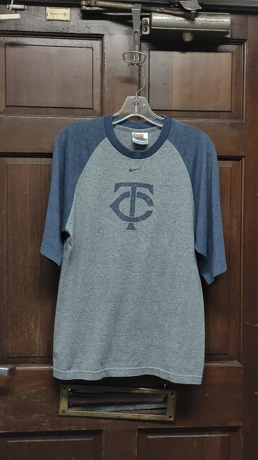 Nike Team Gray & Blue Minnesota Twins T-Shirt 3/4 Sleeve Men's Size M Medium