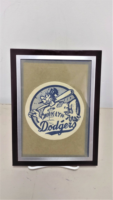 Framed Vintage 1950s BROOKLYN DODGERS 4" Felt Patch Baseball Team Logo