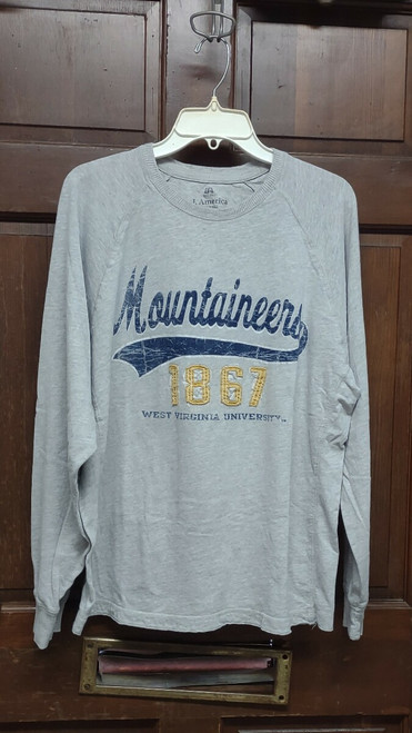 J. America Vintage West Virginia Moutaineers WVU Gray L/S Shirt Size M