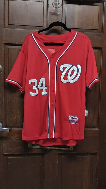 Majestic Bryce Harper #34 Washington Nationals Red Baseball Jersey Size 48 NWT
