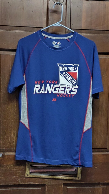 Majestic Blue & Gray New York Rangers Hockey T-Shirt Activewear Size M Medium