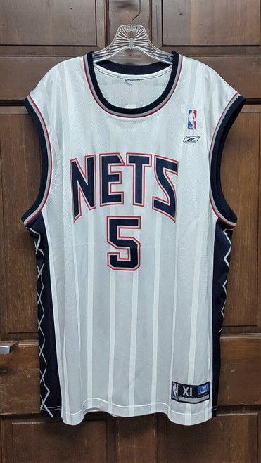 Reebok Authentic NBA New Jersey Nets Jason Kidd #5 Jersey White Striped Size XL