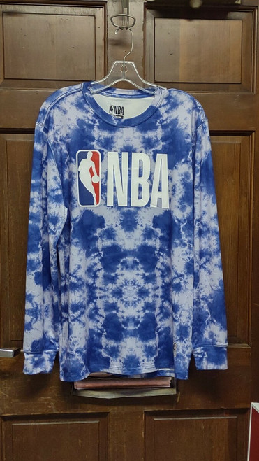 NBA Logo Tie Dye Blue Long Sleeve Activewear T-Shirt Men's Size M NEW NWT