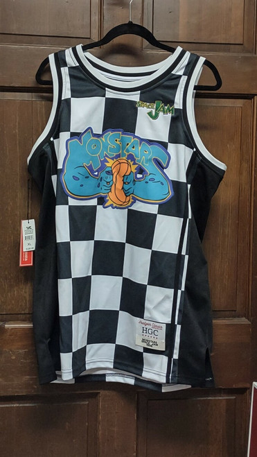 Headgear Black & White Checkered Jersey Monstars ALIEN #0 Space Jam Size XL NWT