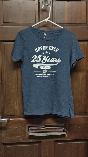 District Made Heather Blue UPPER DECK 25 YEARS Cotton T-Shirt Size L Large