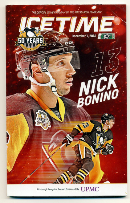 Ice Time Pittsburgh Penguins Program December 1 2016 Game 12 Nick Bonino