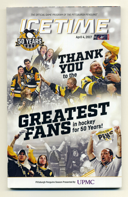 Ice Time Pittsburgh Penguins Program April 4 2017 Game 40 Thank Fans