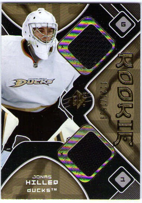 JONAS HILLER 2007-08 Upper Deck UD SPX Rookie Dual Jersey Swatch Card /1599