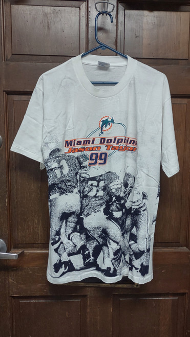 All Sport Events White Miami Dolphins #99 Jason Taylor T-Shirt Men's Size L (44)
