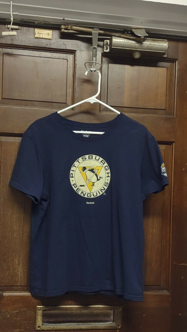 Reebok Pittsburgh Penguins Hockey Logo Navy Blue T-shirt Women's Size XL