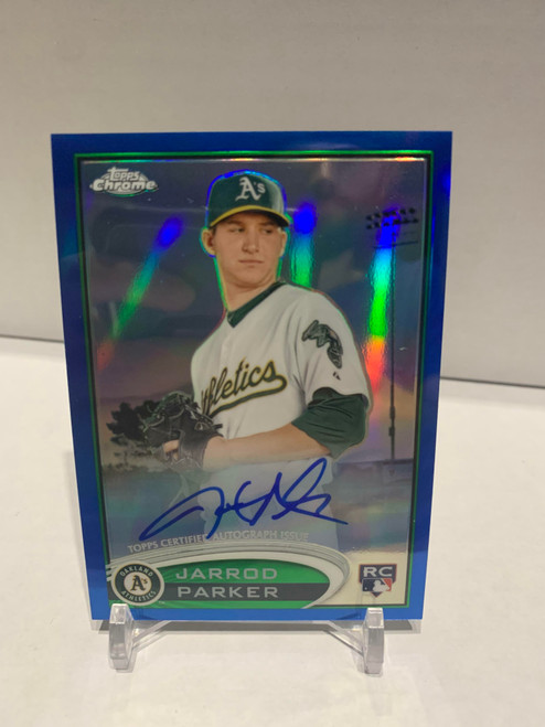 2012 Topps Chrome Blue Refractor Auto /199 Jarrod Parker #177 Athletics