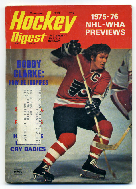 Vintage November 1975 HOCKEY DIGEST Magazine Bobby Clarke Cover