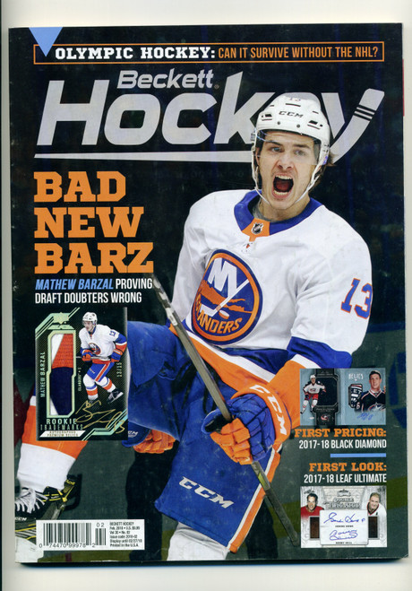 Beckett Hockey Magazine #306 February 2018 Mathew Barzal Cover