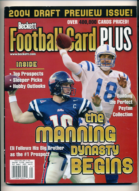 Beckett Football Card Plus Magazine Spring 2004 Peyton & Eli Manning Cover