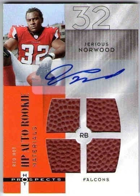 JERIOUS NORWOOD 2006 Hot Prospects Red Hot Rookie Auto Football Relic Card 11/99  (x)