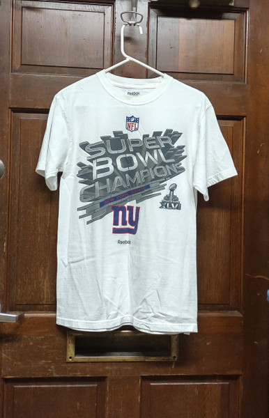 Reebok White New York Giants Super Bowl XLVI Champions T-Shirt Men's Size M