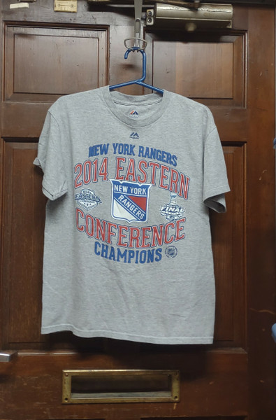 Majestic New York Rangers Gray T-Shirt 2014 Conference Champions Men's Size M
