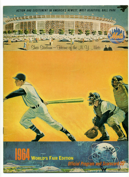 1964 New York Mets World’s Fair Edition Program vs Reds Scored Pete Rose  M337