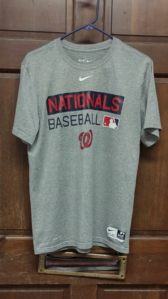 Nike Tee Dri Fit Athletic Cut Washington Nationals Gray T-Shirt Size M Medium