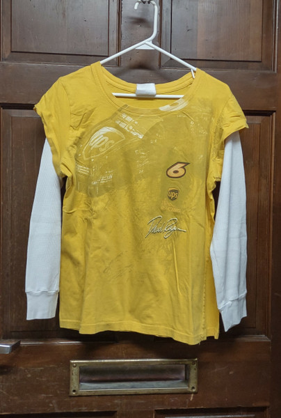 Chase Authentis DAVID RAGAN #6 Yellow Layered Long Sleeve T-Shirt Size L