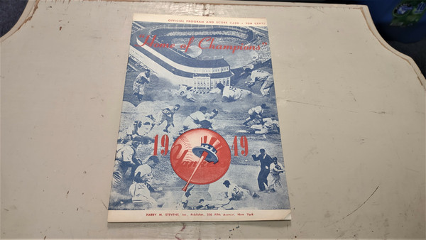 Vtg 1949 New York Yankees Vs Cleveland Indians Program & Score Card - Scored