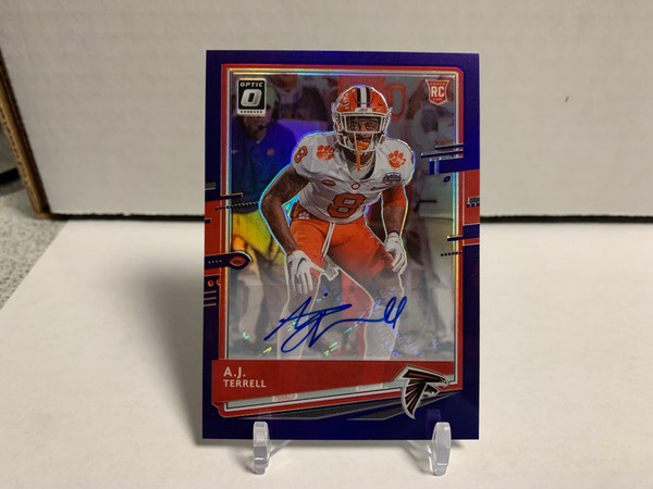 A.J. Terrell 2020 Panini Donruss Optic 105 Purple Auto /35 Rookie RC Clemson