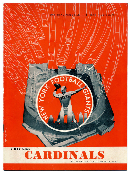 1952 Football Program: Chicago Cardinals vs New York Giants Polo Grounds
