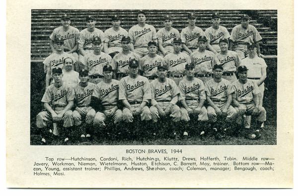 Vintage Page From Baseball Guide And Record Book Featuring 1944 BOSTON BRAVES