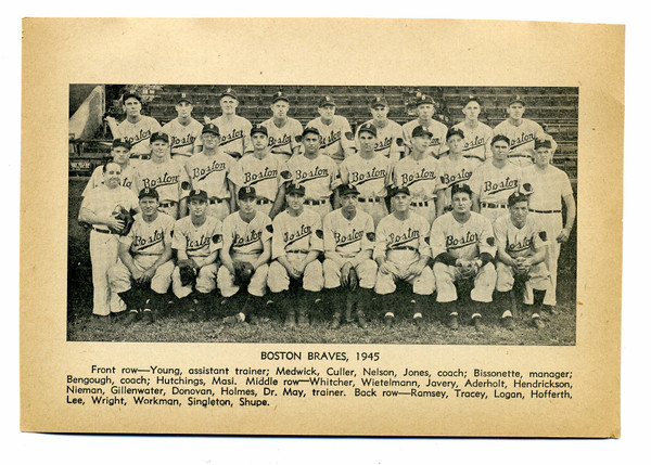 Vintage Page From Baseball Guide And Record Book Featuring 1945 BOSTON BRAVES