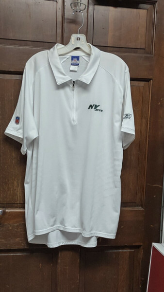 Reebok NEW YORK JETS White Activewear 1/4 Zip Polo Men's Size L Large