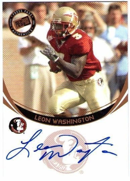 LEON WASHINGTON 2006 Press Pass Rookie Autograph Auto Card