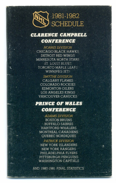1981-82 NHL Schedule & 1980-81 Final Statistics Booklet