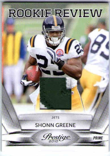 SHONN GREENE 2010 Prestige Rookie Review Materials Jets Prime Patch Card 40/50  (x)