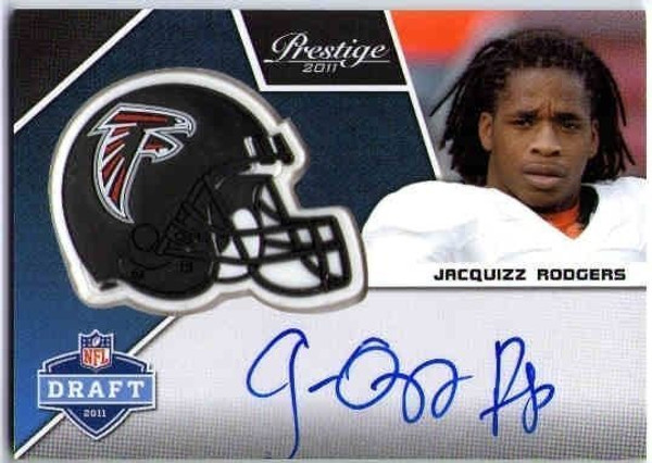 JACQUIZZ RODGERS 2011 Prestige Pro Helmet Autograph Rookie Auto On Card BV$30  (x)