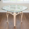 Cuba Dining Table with Square Round Glass in Washed Linen Finish