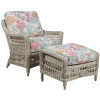 Paddock Outdoor 2pc Chair and Ottoman - Seas Fiesta Fabric