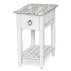 Picket Fence Chairside Table in Distressed Grey/Blanc finish