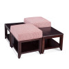 Elements Cube Ottomans and Wood Top Tables in Java finish