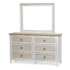 Captiva Island 6-drawer Dresser and horizontal mirror in Beach Sand/Weathered White finish