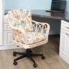 Cuba Tilt Swivel Caster Office Chair in Washed Linen Finishand Submarino Tropical Fabric