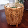 Key Largo Round End Table with Glass in Antique Honey finish