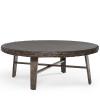 Grand Isle Outdoor Round Coffee Table with Glass Top in Dark Caramel finish