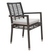 Graphite Outdoor Stackable Armchair with an off-white outdoor polyester cushion