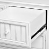 Drawers are constructed of solid wood and use full-extension ball-bearing drawer glides