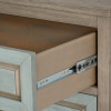 Drawer is constructed of solid wood with dovetail joints and use full-extension ball-bearing glides