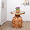 Key Largo Round Accent Table with Glass in Antique Honey finish