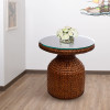 Key Largo Round Accent Table with Glass in Sienna finish